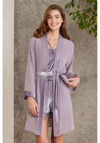 Resim Pierre Cardin 4800 Kadın Dantelli Kadife Tulum Sabahlık Takım-royal ROYAL 