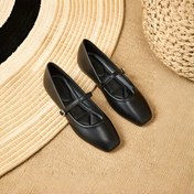 Resim Kadın Siyah Mary Jane Flats - Şık Loafers Toka Kapatma, Sentetik Üst, EVA Taban, İş, Açık Hava ve Akşam Giyim için Mükemmel, Tüm Mevsim Rahat Ayakkabılar|Şık Loafer|Eva Taban Rahat, Mary Jane Ayakkabıları 