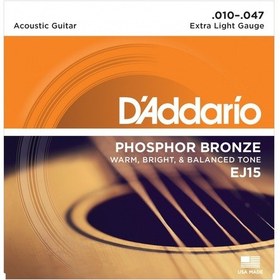 Resim D'addario Ej15 Akustik Gitar Tel Seti. Phosphor-Bronze. Extra Lıg 