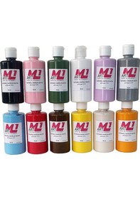 Resim M1 Art Vernikli Akrilik Boya 140 ML 12'li Set Ana Renkler 