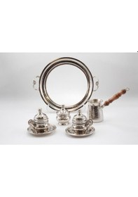 Resim El Yapımı Kalem İşçilikli Ve Çekiç Dövmesi Kahve Takımı %100 Saf Bakır Bakır 