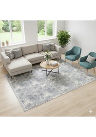 Resim Modern Pamuklu Halı Örtüsü Savan 6m2 Dokuma 200x300 Lastiksiz Gri 