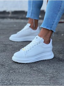 Resim WG Fashion Mp501 Bt Bağcıklı Ortopedik Yüksek/kalın Taban Erkek Sneaker Beyaz 