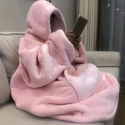 Resim 1 Adet Büyük Boy Kapüşonlu Battaniye - Ultra Yumuşak Mercan Polar Giyilebilir Sweatshirt, Kapüşonlu Rahat Sarılma Battaniyesi, Makinede Yıkanabilir, Çağdaş Stil, Pembe, Ev veya Dış Mekan Kullanımı için Mükemmel, Dış Mekan Battaniyesi | Kapüşonlu Sweatshirt | Kapitone Dokulu 