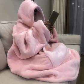 Resim 1 Adet Büyük Boy Kapüşonlu Battaniye - Ultra Yumuşak Mercan Polar Giyilebilir Sweatshirt, Kapüşonlu Rahat Sarılma Battaniyesi, Makinede Yıkanabilir, Çağdaş Stil, Pembe, Ev veya Dış Mekan Kullanımı için Mükemmel, Dış Mekan Battaniyesi | Kapüşonlu Sweatshirt | Kapitone Dokulu 