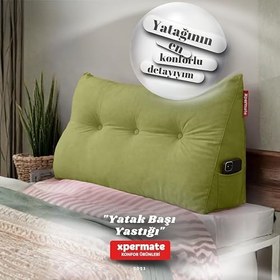 Resim Yatak Başı Yastığı - Sırt ve Bel Destek Yastığı 90 cm (Yeşil) 