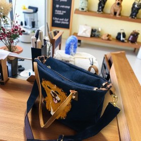 Resim Köpekli Denim Çanta 