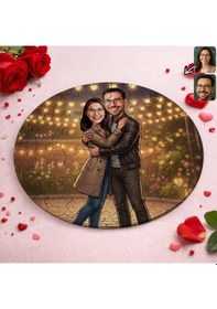 Resim Bk Gift Kişiye Özel Sevgili Karikatürlü Yuvarlak Puzzle 20x20cm -2, Sevgililer Günü Hediyesi, Sevgiliye Hediye Kobitmeyencom36155 Bk Gift 