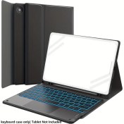 Resim For Galaxy Tab A9+ 11 İnç için Klavye Kılıfı, 7 Renkli Arka Aydınlatma ve Dokunmatik Ped ile Ayrılabilir Klavye Özelliklerine Sahiptir. for Galaxy Tab A9 Plus 11" 2023 Modeli için Siyah Kılıf, Klavye Kılıfı ile Birlikte Bir Kalem Tutucu İçerir. 
