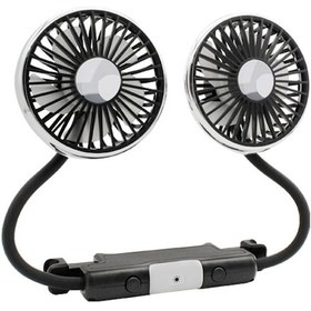 Resim Çift Kafa Hortumlu Araba Fanı 360 Ayarlanabilir Araba Fanı Led Işıklı Arka Kolt Siyah 