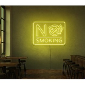 Resim No Smokıng Yazılı Ve Şekilli Neon Tabela Sarı 