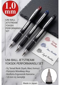 Resim Kırmızı İmza Kalemi 5 Adet Uniball Jetstream 1.0 Mm Pilot Kalem Sx-210 Hızlı Yazı Kalemi Roller Uçlu Likit Mürekkepli 
