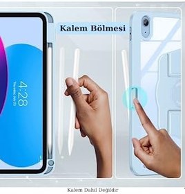 Resim Fuchsia iPad Air 10.9 2022 (4.Nesil) ile Uyumlu 360° Dönebilen Standlı Pino Tablet Kılıfı Mavi 