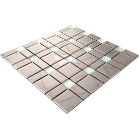 Resim MozaiKristaL Mutfak Tezgah Arası ve Iç Dekorasyon Için Cam Kristal Mozaik. Renk: Gümüş Krom Mix . Cam Ölçüleri: 23X23X48X48 Mm. File Ölçüsü: 30X30 Cm. ( 1 Koli = 11 File Karo = 1 M2 Fiyatıdır ) 
