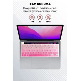 Resim Macbook Pro 13 Inc 2020/2022 M1/m2 A2338 Uyumlu Türkçe Karakterli Silikon Klavye Koruyucu Kılıf Çok Renkli 
