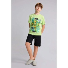 Resim DeFacto Ninja Turtles-Retro Kısa Kollu Tişört Şort Alt 2'li Pijama Takımı Erkek Çocuk H8008A826HS 