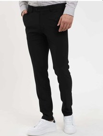 Resim Dufy Siyah Erkek Ekstra Slim Fit Melanj Desenli Klasik Pantolon - 103484-siyah Siyah 
