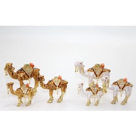 Resim Büro Ev Ofis Dekoru İçin 3parça Lüks Taşlı Deve Tasarımı Seti 