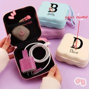 Resim Kişiselleştirilebilen Kare Dalga Büyük Kapasiteli Kabin Organizatör Çantası, Taşınabilir Seyahat Kamera ve Kulaklık Saklama Torbası İsim Baş Harfleriyle - Mobil Telefonlar & Aksesuarlar için Sevimli Çizgi Tasarım. Hediye Fikri 