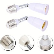 Resim 2 adet Ayarlanabilir Lamba Soketi Uzatıcı Kiti, E27'den E27'ye Taban, 360° Dönebilen & 180° Bükülebilir - Gömme Armatürler & Standart Ampuller (LED, CFL, Akkor) için İdeal 
