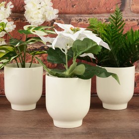 Resim Ang Design Riva Seramik Saksı - Krem - 12x8 cm 