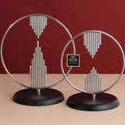Resim mba decor metal bending art Şelale Gümüş Ikili Dekoratif Ürün Salon Ünite Yanı Sehpa Üstü Zigon Ev Ofis Dekorasyon 20 - 25 Cm 