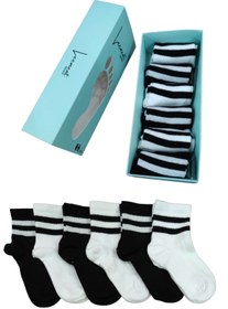 Resim Leement socks Çocuk 6 Çift Kolej Yarım Konç Çorap Premium Seri Burun Dikişsiz Pamuklu 