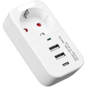 Resim Ftr017 3in1 Termal Akım Korumalı 2usb-a 1soket 3680w 1 Pd Type 