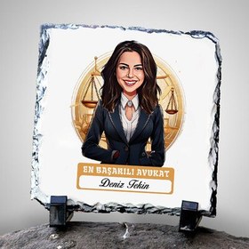 Resim Karikatürlü En Başarılı Kadın Avukat Dekoratif Taş 