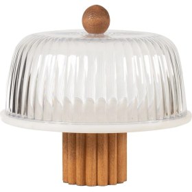 Resim Faralya Home Mermer 25 cm Beyaz Ruffless Ayaklı Fanuslu Kek Standı Şık Tasarım 