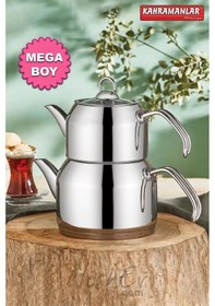 Resim Delux Premium 4 Parça Çaydanlık Seti Mega Boy Platin Çok Renkli 
