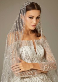 Resim Eleanor Taşlı Kasnak Prenses Model Gelinlik - Fildişi Beyaz / 38 