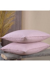 Resim Pamuklu İpliği Boyalı Yıkamalı Kapaklı Yastık Kılıfı 2 Li Set 50x70 Cm Çift İğne Detaylı Pembe 