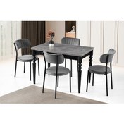 Resim Cunda Beta Mutfak Masası Sandalye Takımı 70x110 Siyah 