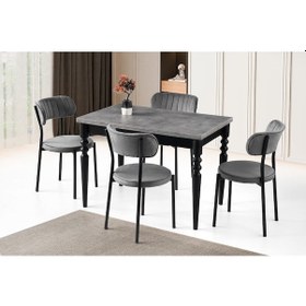 Resim Cunda Beta Mutfak Masası Sandalye Takımı 70x110 Siyah 