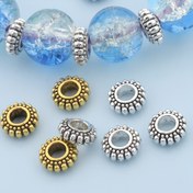 Resim 100 adet/50 adet Yuvarlak Nokta Büyük Delik Boşluk Boncuk 7mm, Vintage Yuvarlak Dişli Boşluk Boncuk, Düz Yuvarlak Düz Delik Boşluk Boncuk, Antika Dantel Delik Boşluk Boncuk, Çinko Alaşım, Kaplama Yok, Delikli, Takı Yapımı, DIY, Moda Aksesuarları için 