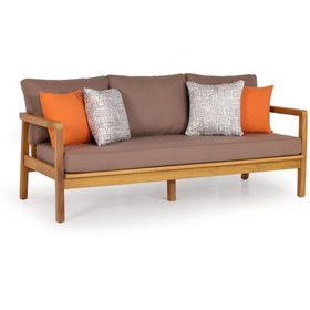 Resim Pendos Masif Ahşap İroko Ağacı Oturma Grubu Bahçe Balkon Koltuk Takımı 3+1+1+ Masa Ahşap 