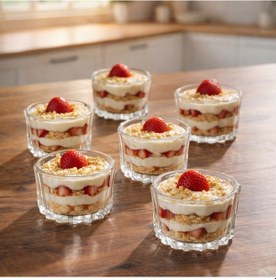 Resim Porsima Ryg8068 Tulin 6lı Cam Kase Puding Tatlı Ve Dondurma Kasesi Kahvaltılık Kase Seti Çerez Kasesi 5x9cm Şeffaf 