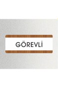 Resim zafrakreklam GÖREVLİ Ofis Departman Kapı İsimliği, Yönlendirme levhası 26X10Cm BEYAZ-CEVİZ 