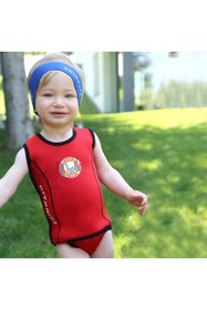Resim Owli Swimwarm Üşütmeyen Bebek Mayosu Kırmızı - Siyah 
