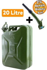 Resim NUBLADO Metal Benzin Bidonu 20 Litre Akaryakıt Mazot Taşıma Doldurma Depolama Bidonu Aktarma Borusu. 