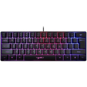 Resim Hxsj V700 Kablolu Oyun Klavyesi Rgb Streamer Kablolu Klavye 61 Tuşlu Oyun Klavyesi Oyun/ofis Siyah 