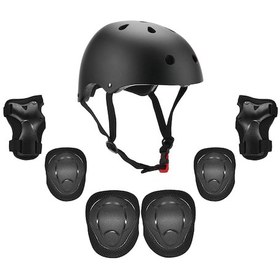 Resim Ranyeek Çocuklar İçin Tam Koruma Seti: Ayarlanabilir Kask, Dizlik, Dirseklik Ve Bileklik 7 Parça - Siyah 