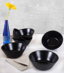 Resim Keramika Mat Siyah Hitit Çorba Kasesi 14 CM 6 Adet 