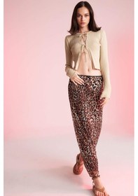 Resim Defacto Slim Fit Dar Kesim Bisiklet Yaka Bağcıklı Basic Düz Triko Hırka D4626AX24AUER103 Ekru 