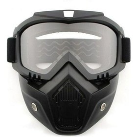 Resim Cross Motosiklet Bisiklet Gözlüğü Açık Kask Maskesi Süngerli Bant Lastikli Jet Maske Şeffaf Camlı Siyah 