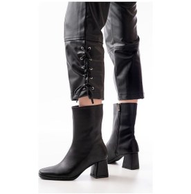 Resim Msk-032 Siyah Topuklu Fermuarlı Kadın Bot Diğer 