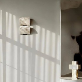 Resim Gemina Alabaster Taşlı Modern Tasarım Duvar Apliği - Siyah / 2’li 