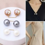 Resim 3 adet Giysi İçin İnci Broş Pinleri, Elbise Bel Sıkıştırma İçin Kaymaz Güvenlik İğnesi, Yaka Ayarlama, Şal Sabitleme, Moda Aksesuarları, 1.09cm Taklit İnci Düğmesi 
