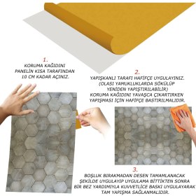 Resim Tink Kendinden Yapışkanlı Altıgen Ahşap Desenli Pvc Panel 41X62 cm (12 Adet) 3 M² 